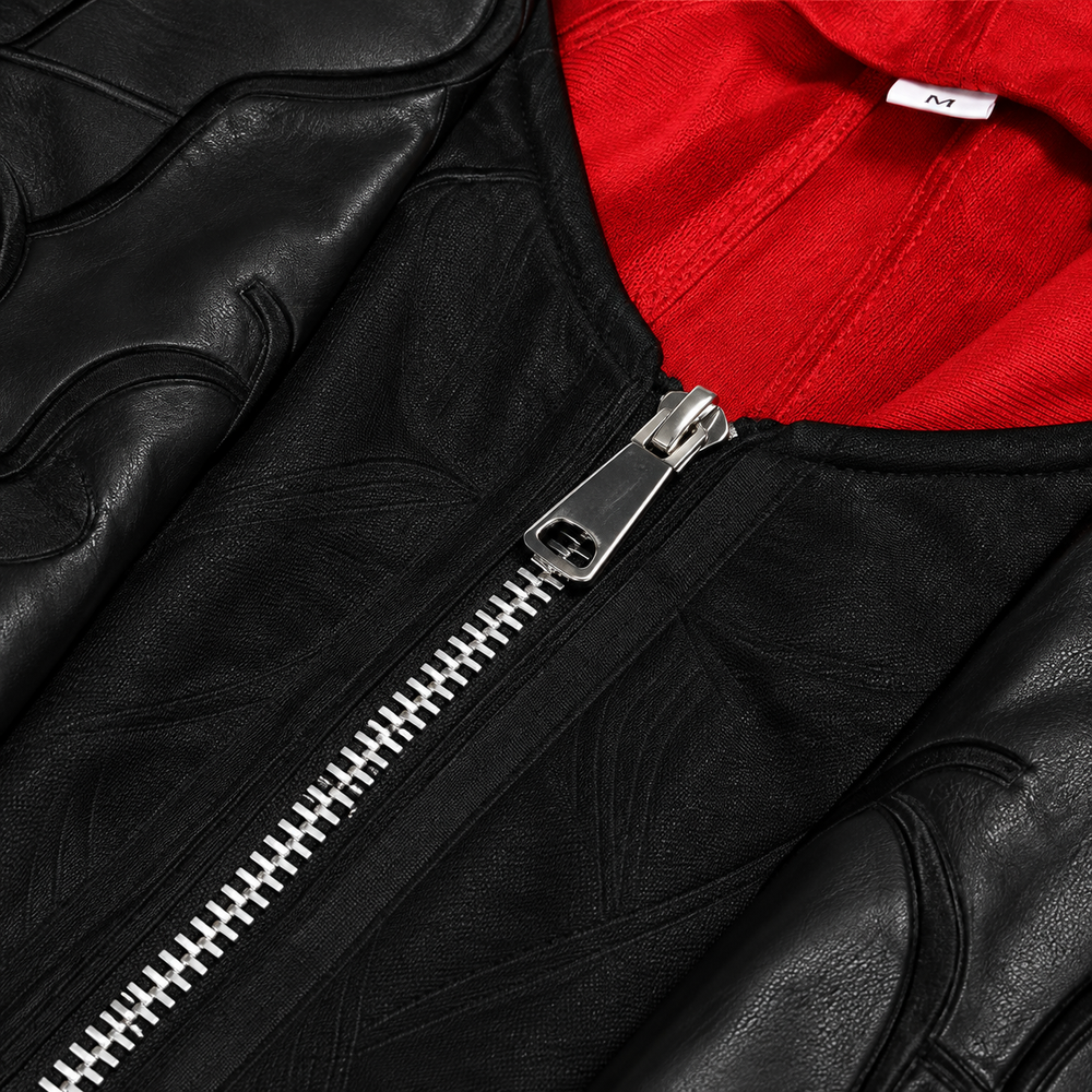 Close-up of coat material and zipper