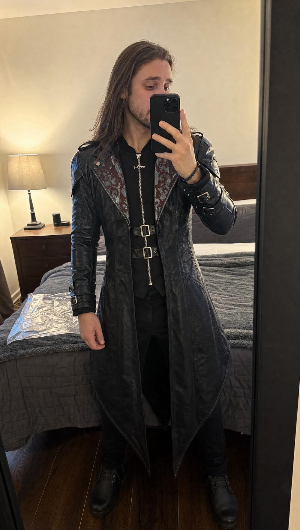 Person wearing the black coat